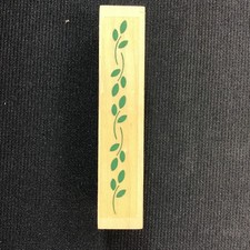 Small Leaf Vertical Border Rubber Stamp 0.5x3 inches Moderate Stain