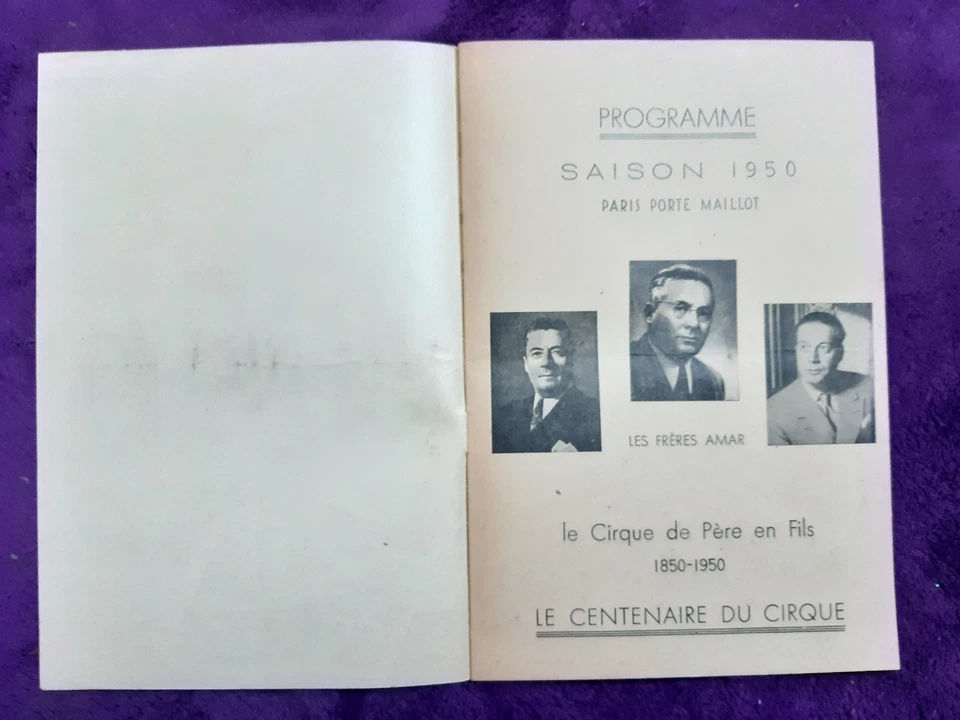 Programme Cirque AMAR - 1950 - Spectacle - Centenaire - Cavalerie - PARIS - - Photo 3/4