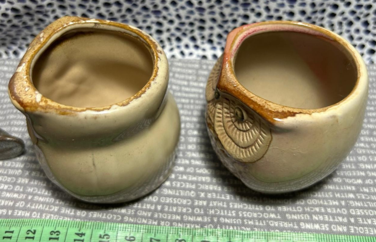 Vintage Ceramic Owl Planter Holder Pair Succulent Pot Indoor Garden Bird image 7