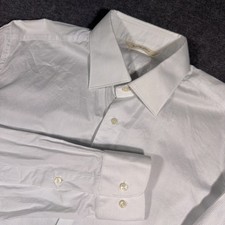 Suitsupply Button Up Shirt Mens 16L White Blue Pinstripe Egyptian Cotton Preppy