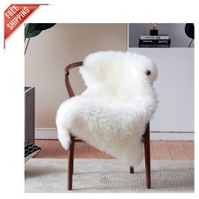 Fluffy White 3-Inch Pile Faux Sheepskin Throw Rug - Soft  Washable Cozy Decor