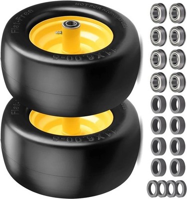 11X6.00-5 Flat Free Lawn Mower Tires, 2 Pcs 11X6.00-5 Tires for Zero Turn Front 