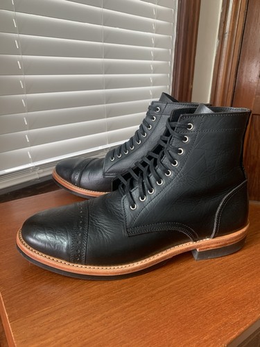 1x getragen | OAK STREET BOOTMAKERS 11D SHRUNKEN BISON CAP TOE TRENCH BOOTS 11 D