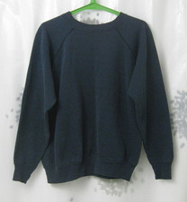Vtg 1970s Hanes Sweatshirt Raglan Crewneck Mottled Blue Boxy RN 13776 EUC USA