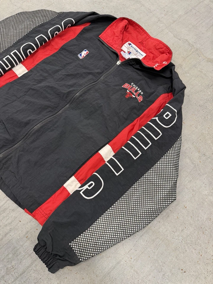 Chaqueta cortavientos vintage años 90 Chicago Bulls rara campeón talla grande Foto 4 de 4