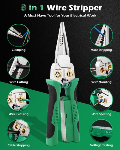 8 In 1 Wire Stripper, Wire Stripping Tool with Voltage Tester, Cable Cutters ... - Picture 3 of 9