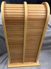 Wooden Double CD Storage Tower Rack with Roller Sliding Doors | Stores 50 CDs