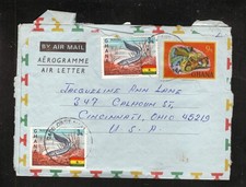 1960 s Cape Coast Ghana Hand Cancel Air Mail Cover to Cincinnati Ohio USA