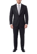 SUITSUPPLY Lazio Tuxedo FL Int. Men Suit UK44S W36 Black Wool Peak Lapel 2in1