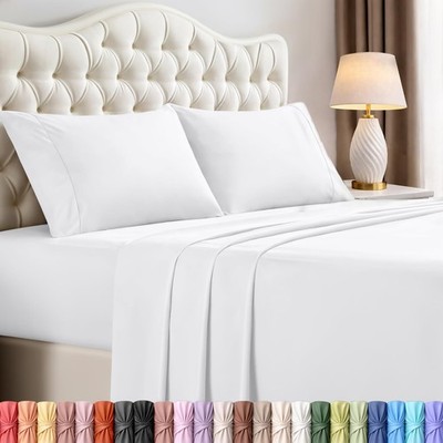 California King Size Sheet Set   4 Piece Bed Sheets, Soft and Breathable Micr...