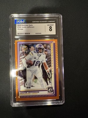 Panini Donruss Optic Justin Jefferson #164 Orange Prizm /299 CGC 8 Vikings 2025