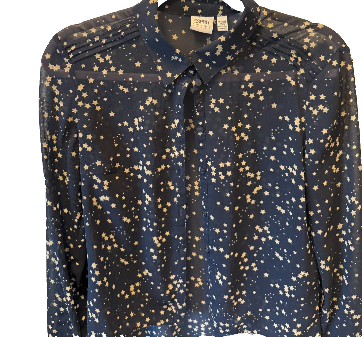 Esprit Sheer Celestial Star Print Button Down  La… - image 7