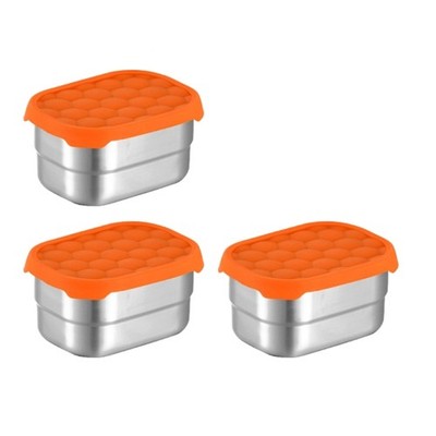 3Pieces Stackable Metal Lunch Containers Rectangular Box For Children And Adults