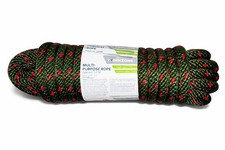 Workzone Multi Purpose Rope  10M x 15mm  Heavy Duty Polypropylene  Green Red Dot