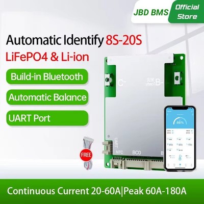 Smart BMS Automized Identify 8S 10S 12S 13S 14S 16S 17S 18S 19S 20S 40A 50A 60A