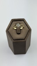 Diamond 9ct Gold Ring , Vintage And Hallmarked , Yellow Gold