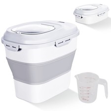 Cereal Rice Food Storage Containers, Collapsible 20 to 50 Lbs Dispenser Bin w...