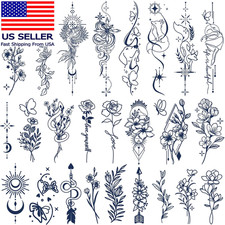 Semi-Permanent Tattoos for Women Girls 100 Plant-Based Ink Small Flower Words A