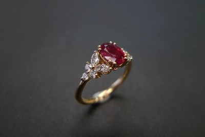 2.00Ct Oval Cut Ruby Engagement Ring 14k Yelloow Gold Plated 925 Sterling Silver