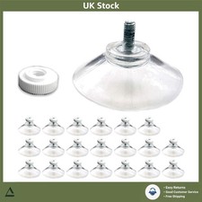 Versatile 40mm Suction Cups with M4 Screw & Nut - Clear Plastic 20 Pack