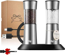 Gravity Electric Salt and Pepper Grinder Set, Automatic Mills with Rechargeable