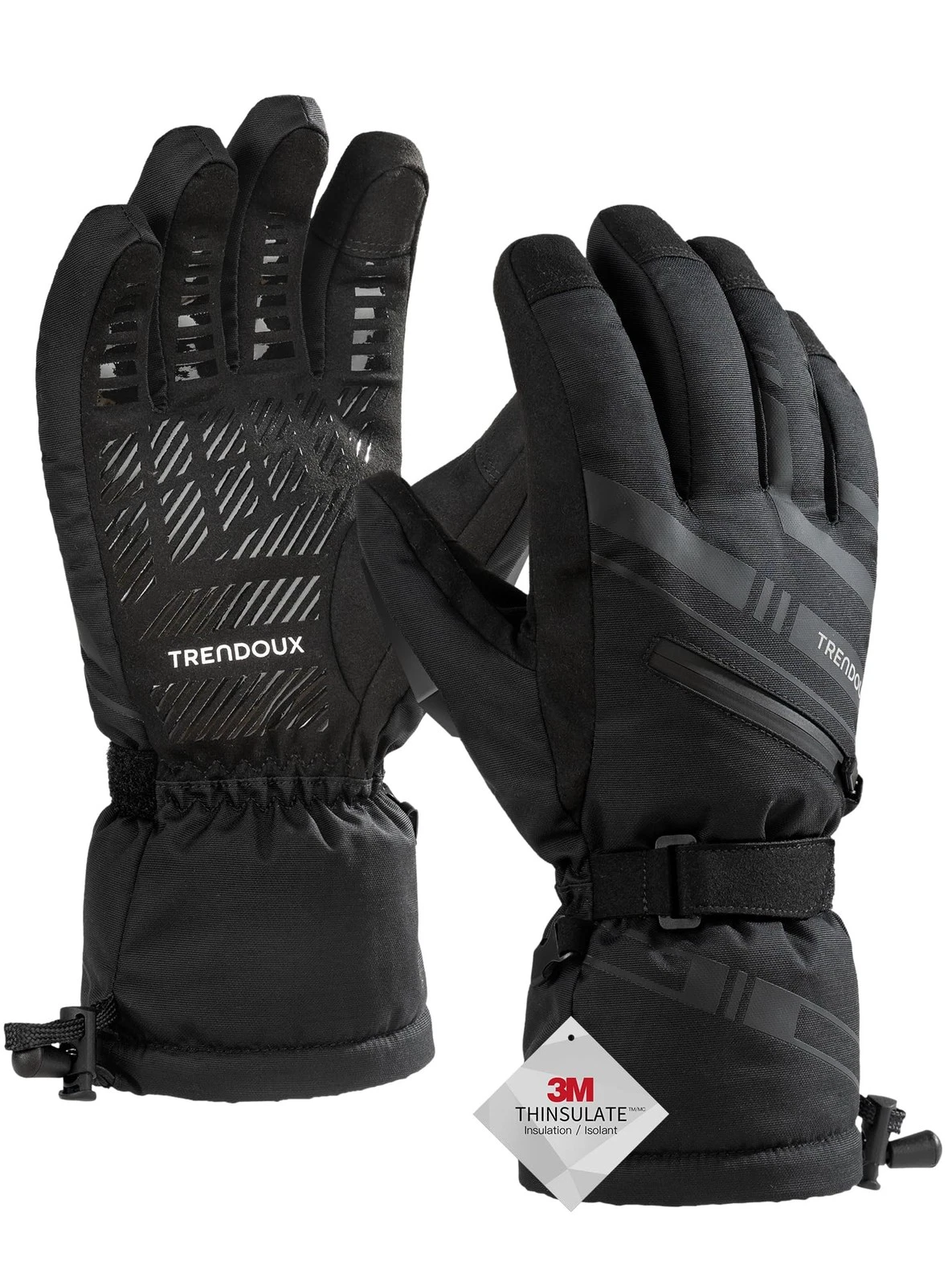 TRENDOUX Mens Winter Gloves Women Extreme Cold Weather Below X-Large, Black