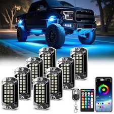 Full Angle LED Rock Lights, 6500K Pure White RGB Rock Light for 8 Pods RGBW