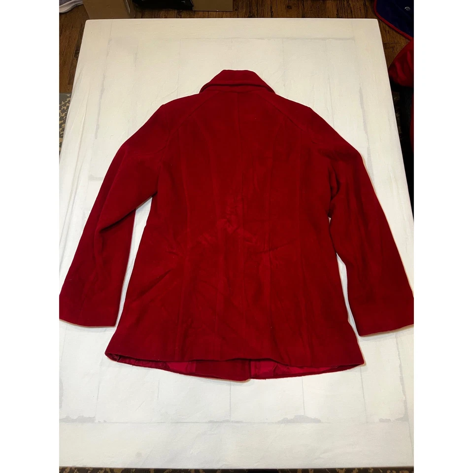 Chaquetón Croft & Barrow rojo mezcla de lana doble botonadura para mujer talla mediana Foto 2 de 4