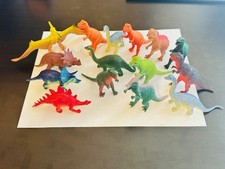 LOT of 15 Vintage MISC Hard Plastic Toy Dinosaur Figures various sizes