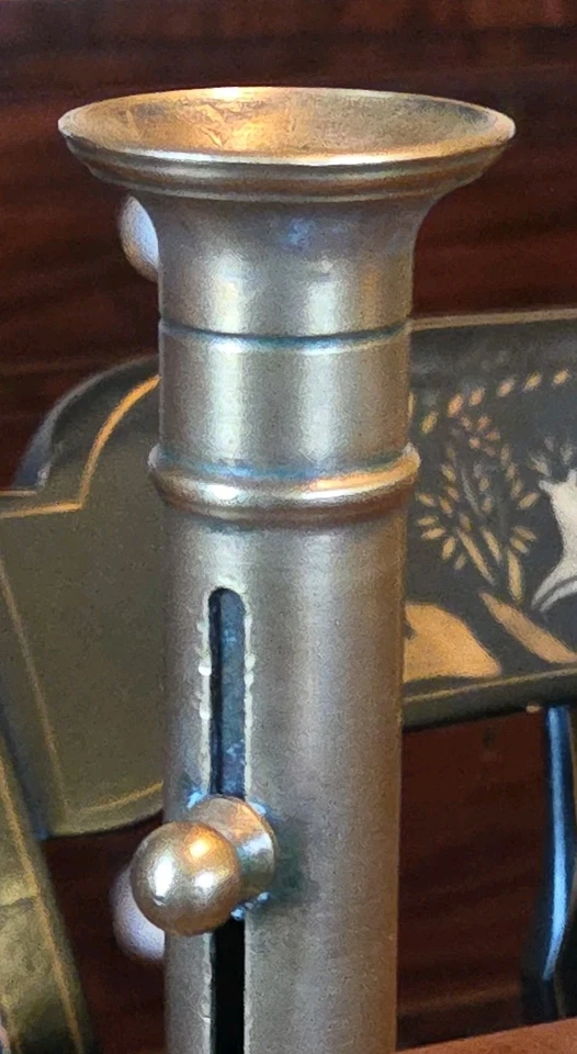 Antique Brass Candlestick Holder Push Up Chamberstick 19th Century - Image 4 of 4