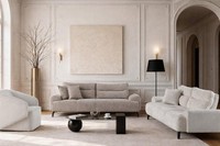 2X 3 Sitzer Sofa Sessel Stil Modern Farbe Weiß Wohnzimmer Neu Praktisch
