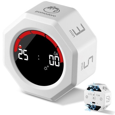 Rechargeable Pomodoro Timer, Magnetic Kitchen Timer for Cooking, 8Angle AutoR...