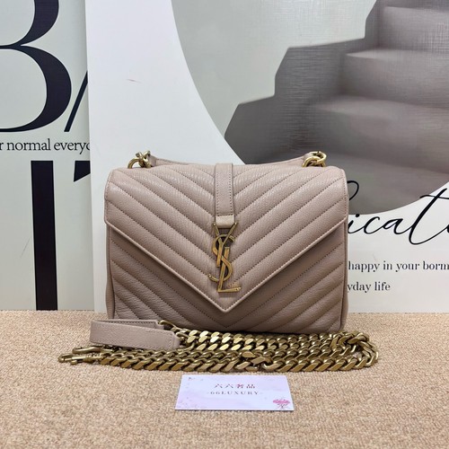 YSL College Beige V-Quilted Calfskin Hand Shoulder Crossbody Bag Duty Paid