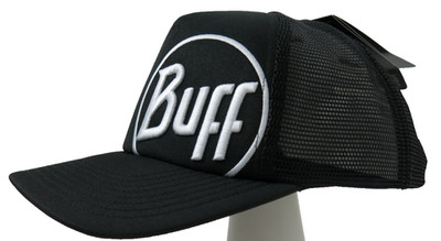 Buff Black Trucker Hat Cap Snapback Mesh Back Raised Embroidery New with Tags