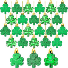 30 Pcs St Patrick'S Day Ornaments Small Shamrocks Hanging Decorations Set Decora