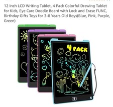 LCD Writing Tablet Doodle Board Electronic Toy Colorful 4 Pieces 10 Inch