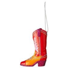 NEW, HOLIDAY TIME COWGIRL BOOT CHRISTMAS ORNAMENT, 5"