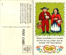 Vintage Pennsylvania Dutch Style Postcard Amos and Sarah Live the Road Scene
