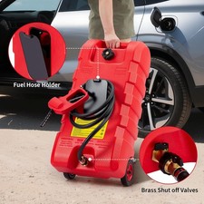 16-Gallon Fuel Caddy Gas Diesel Tank w/ Pump, Wheels, 18" Hose, Portable HDPE