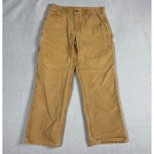 Carhartt Mens 34x30 Duck Canvas Work Pants Brown Carpenter Utility Trousers