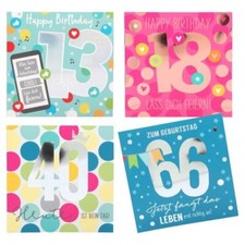 Zahlenkarte zum Geburtstag m. Musik,veredelte Klappkarte m.Text Geburtstagskarte