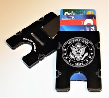 U.S. Army, Billet Aluminum Wallet/Credit Card Holder, RFID Protection, Black