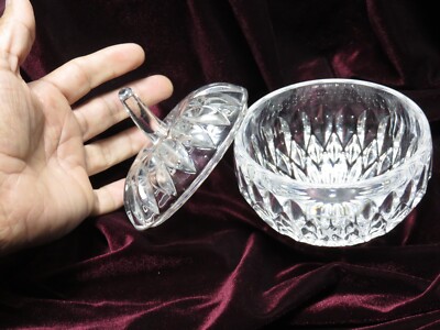 Clear Glass APPLE or PUMPKIN Candy Dish w Lid Stem - Vintage BA5B2406