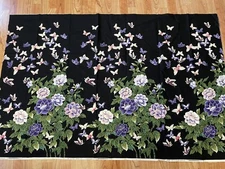 black purple flowers floral butterflies asian garden michael miller 1.7 Yards