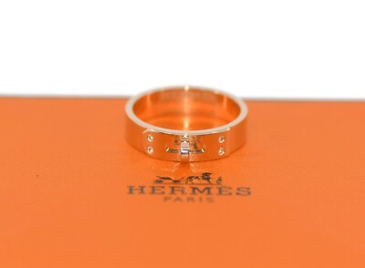 Hermes Ring Kelly Diamant 18 Karat Roségold Größe 56