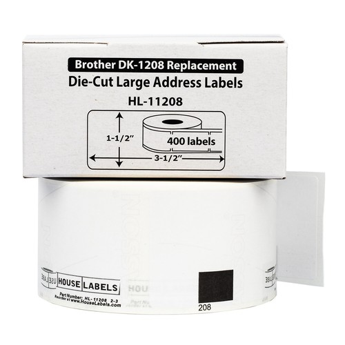 Non-OEM Fits BROTHER DK-1208 Labels - (36) Rolls of 400 + (1) REUSABLE FRAME - Afbeelding 2 van 7