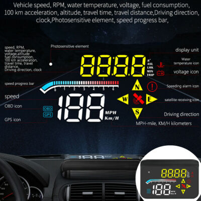 Universal Car GPS OBD HUD Head Up Display Speedometer Gauge Dual-mode Chip M17