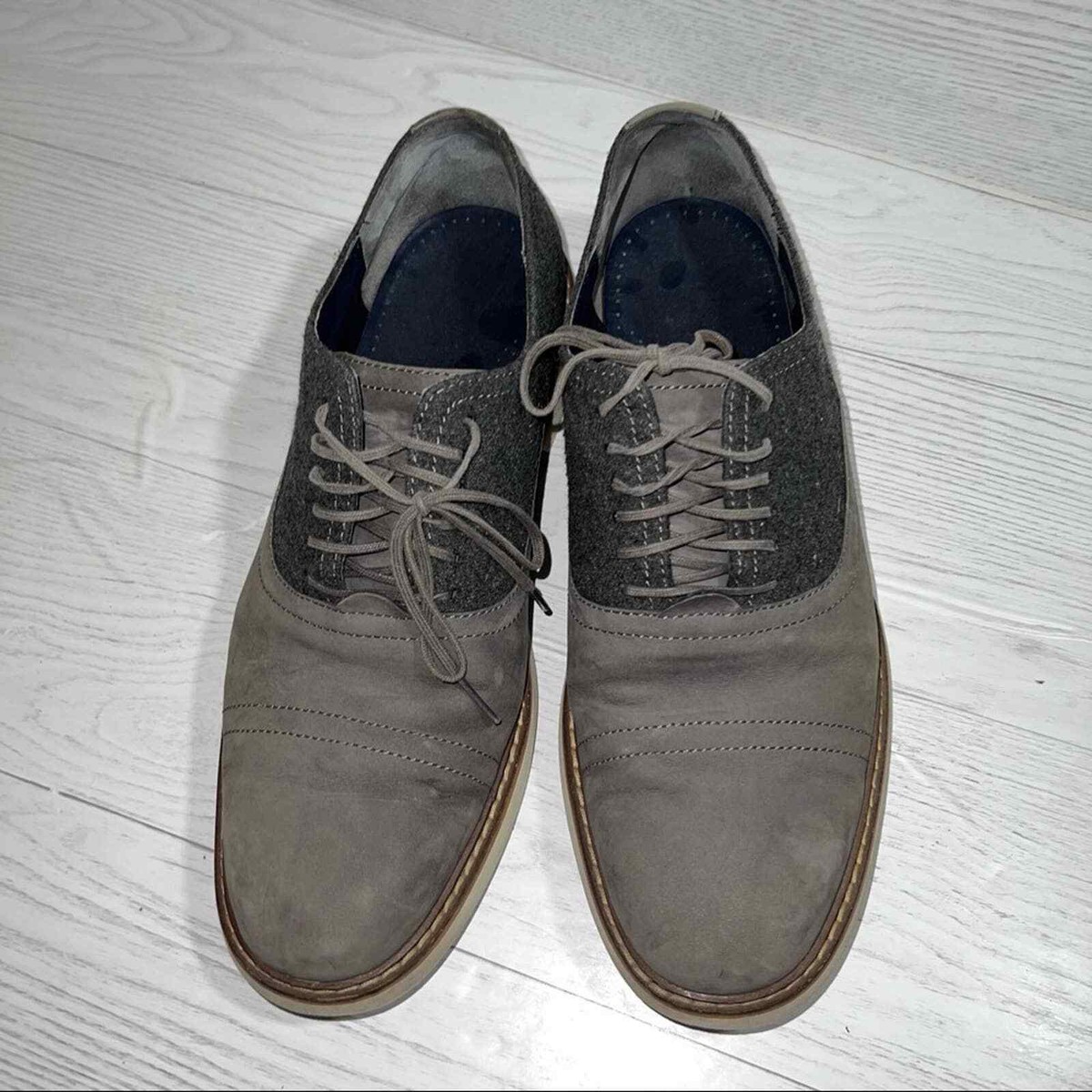 Cole Haan Two-Tone Gray Oxfords Size 10M Gray Wingtip Dress Shoes for Men for sale | eBay main image 3