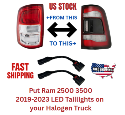 #ad 2019 2023 Ram 2500 3500 taillight conversion harness Halogen to LED $64.99