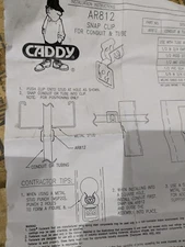100x - CADDY ERICO AR812 CABLE OR CONDUIT SNAP CLIP 1/2" 3/4" Through STUD